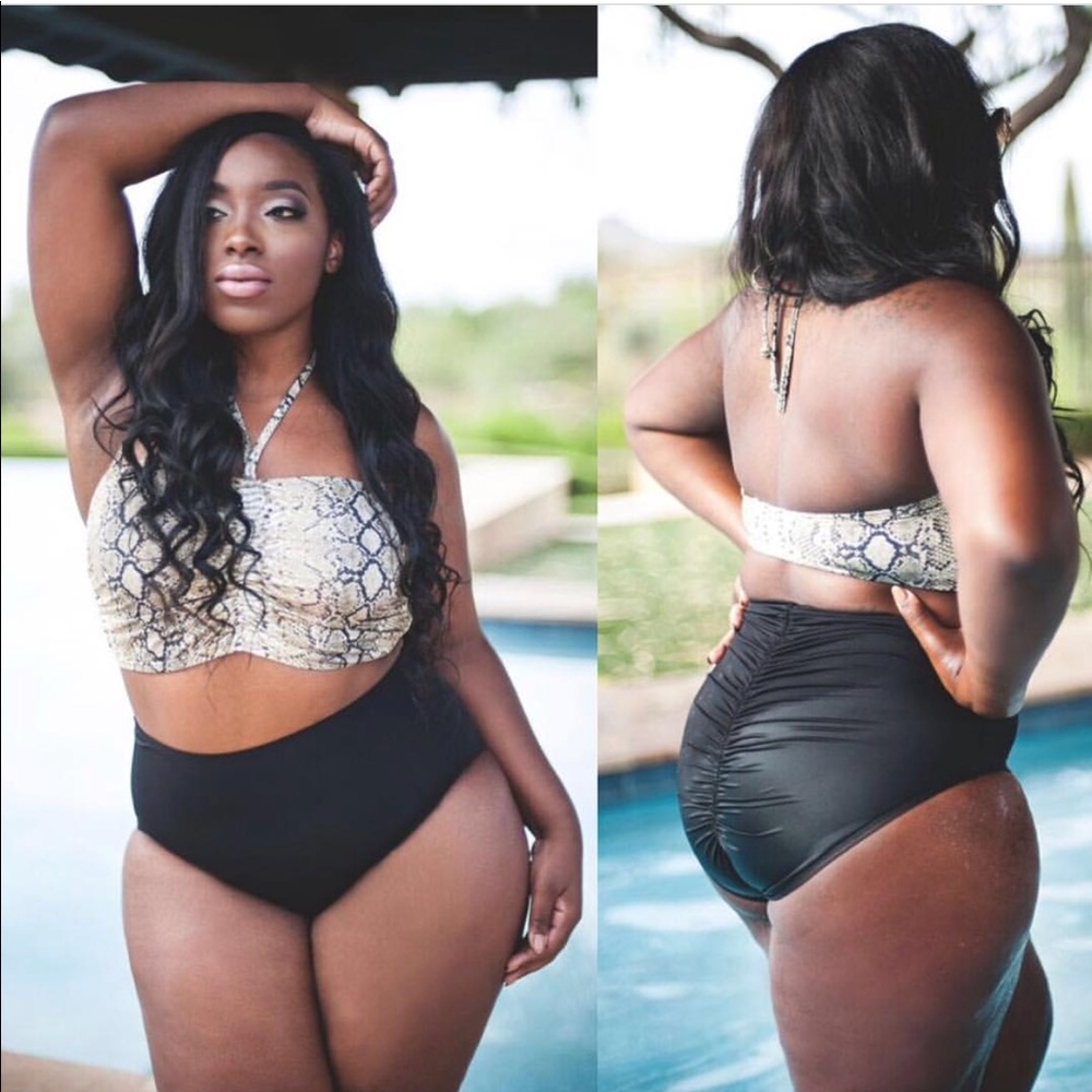 Plus size high waist swimsuit bikini